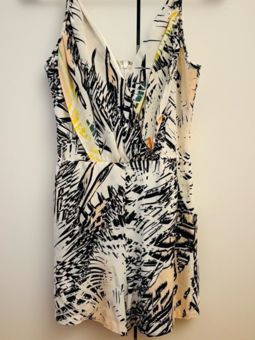 Yumi Kim Silk Romper in Artistic Brushstroke Print – Small